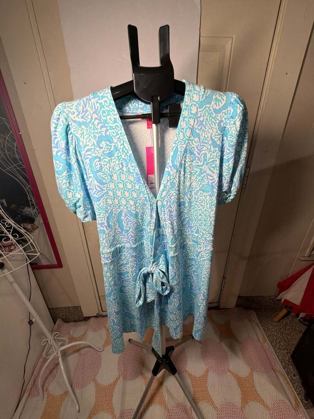 Lilly Pulitzer Sailynn Short-Sleeve Wrap Romper Dress Goombay Grooves Size L